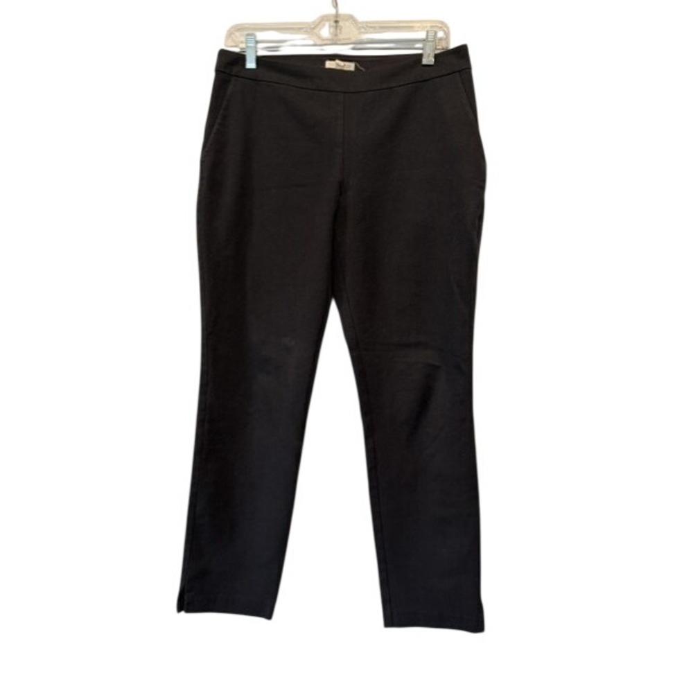 Eileen Fisher Womens S/P Black Organic Cotton Stretch Ankle Pants Side Slit